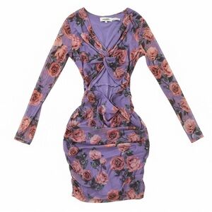 Floral Long Sleeve Dress in Purple and Pink